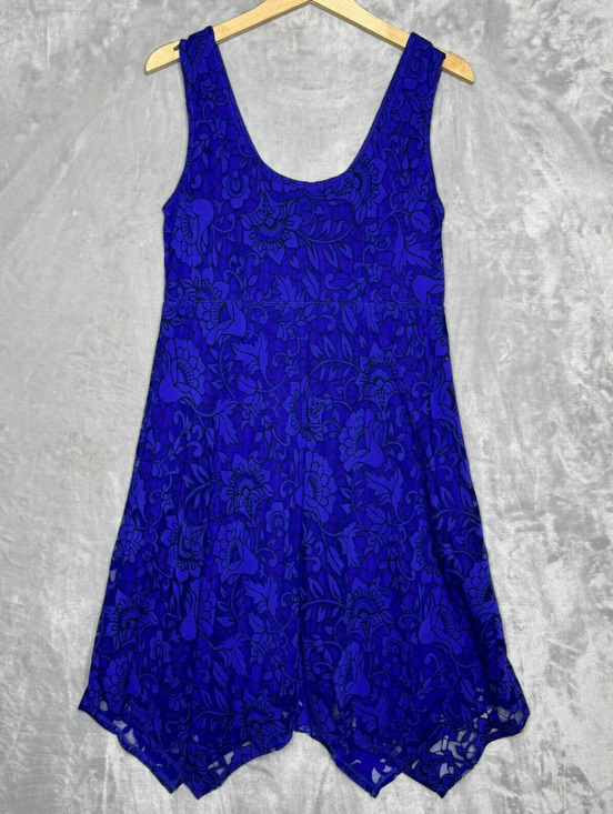 Soma Dresses & Skirts - Soma Dress Womens Medium Black Purple Cutout Lace Stretch Handkerchiefs Hem